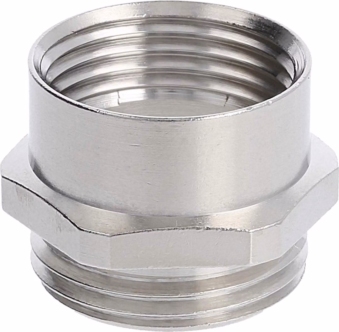 WISKA Adattatore intermedio M/PG da M20x1,5 a PG11x1,41 MMP-M/PG esagonale in ottone (CuZn) nichelato