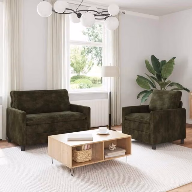 Set di divani 2 pz Verde Poliestere 3417057