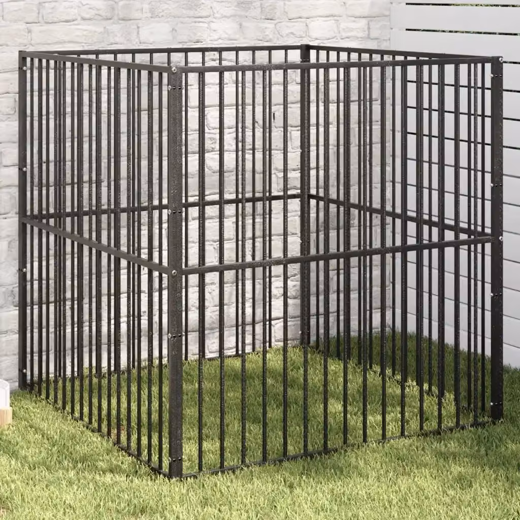 Box per cani a 4 pannelli in acciaio zincato nero opaco CFW6437351 – 2