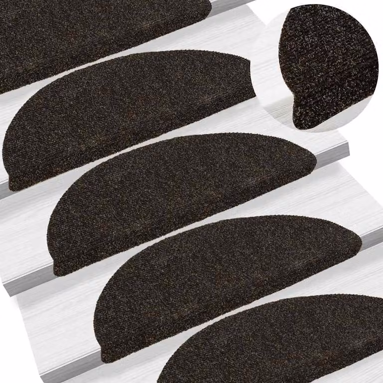 Set di 5 tappetini per scale autoadesivi vidaXL semicircolari in polipropilene, marrone scuro, L: 56 cm, P: 17 cm, H: 3 cm