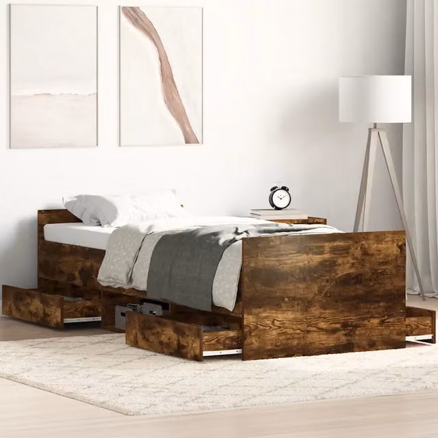 Giroletto con Testiera e Pediera Rovere Fumo 90x190 cm 3203814