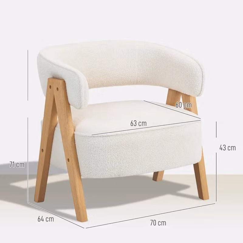 Poltrona lounge moderna WISHDOR con braccioli, rivestimento in tessuto bianco e struttura in metallo e legno, L: 71 cm, P: 70 cm, H: 64 cm – 2
