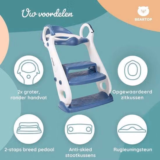 Bidet per bambini pieghevole con gradino e cuscino morbido in PU, antiscivolo, colore bianco