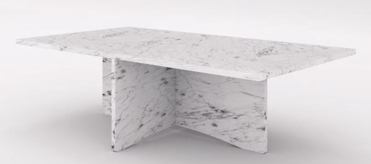 Tavolino in marmo bianco 130 x 70 x h. 35 cm - Tavolino rettangolare da salotto in marmo spagnolo di Carrara di alta qualità - Mobili