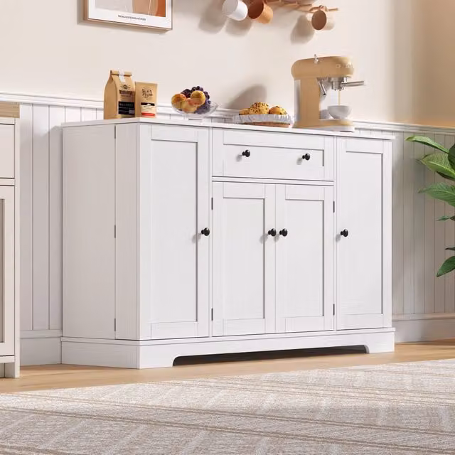 Madia moderna REDOM in MDF bianco opaco con larghezza: 138 cm