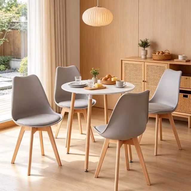 Set tavolo rotondo 80x80 cm con 4 sedie