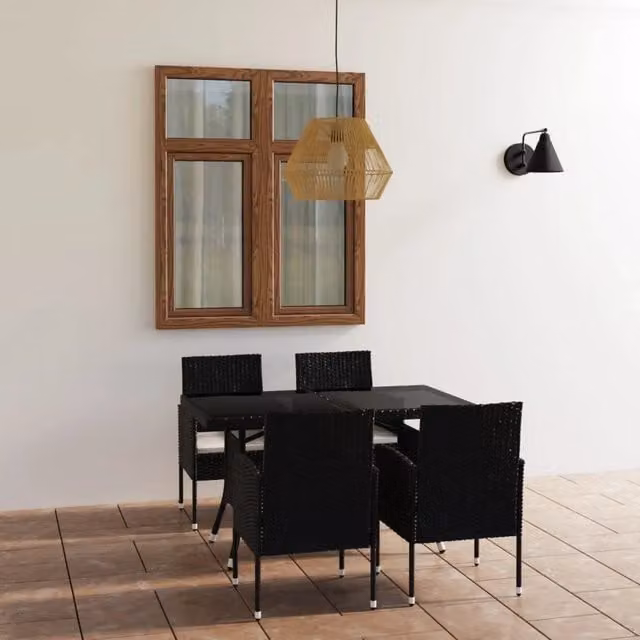 Set Mobili da Pranzo per Giardino 5 pz in Polyrattan Nero 3059416