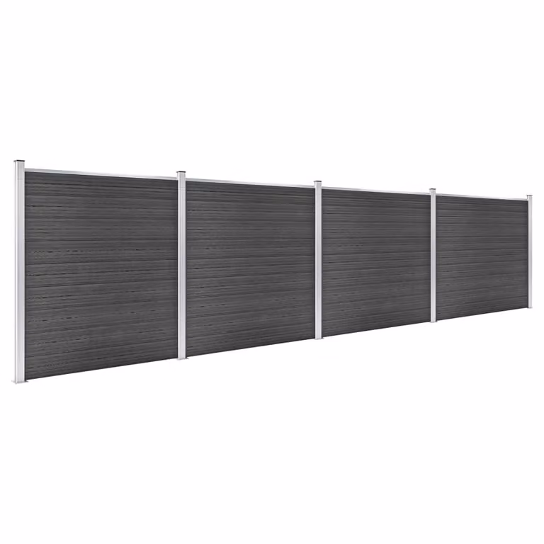 Set Pannelli di Recinzione in WPC 699x186 cm Nero
