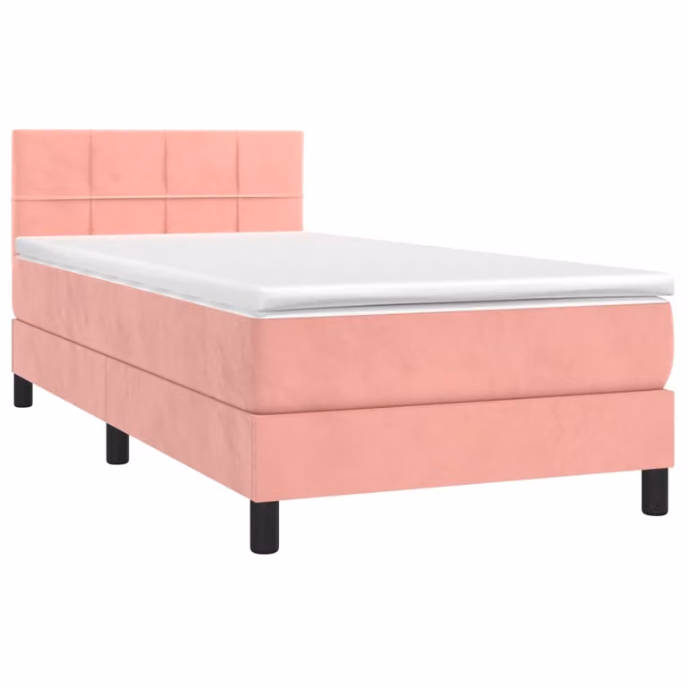 Giroletto a Molle con Materasso Rosa 100x200 cm in Velluto