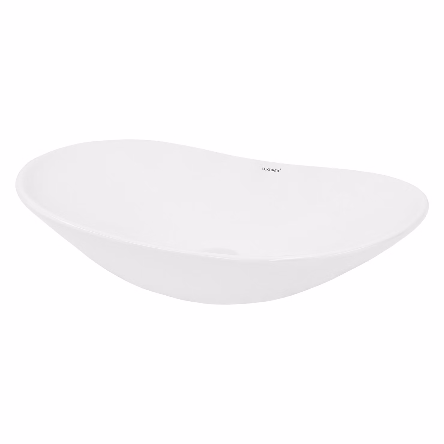 LuxeBath lavabo Lavabo da appoggio ovale, 64x36,5x13 cm, bianco, Vetroceramica