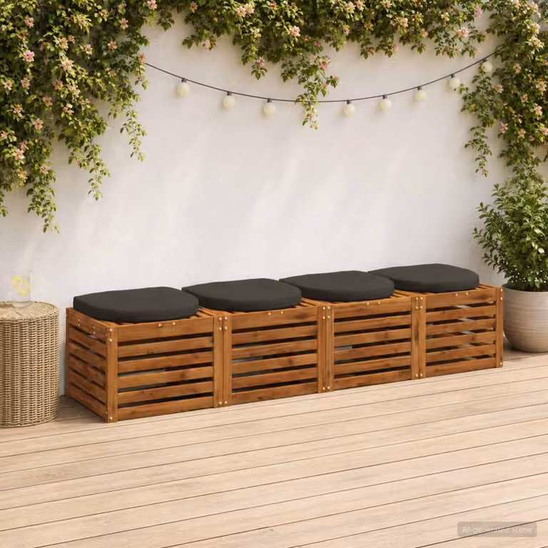 Set di 4 cuscini per sedia vidaXL in poliestere, colore antracite, design moderno e quadrato