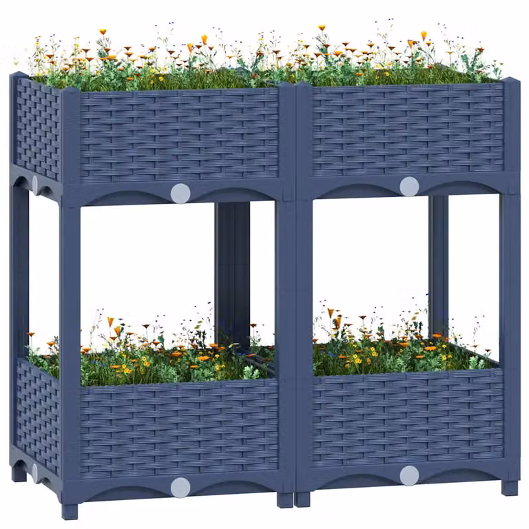 vidaXL Fioriera Rialzata in Plastica per Orto e Giardino, L: 80 cm, P: 40 cm, H: 71 cm