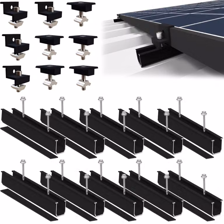 Omgoods - Supporto per pannelli solari per 4 moduli - Kit di montaggio in alluminio per tetti piani