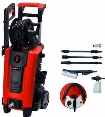 Idropulitrice Einhell TE-HP 170 da 2300 W e 170 bar con tubo da 10 m e serbatoio detergente da 1.2 L, colore Nero Rosso