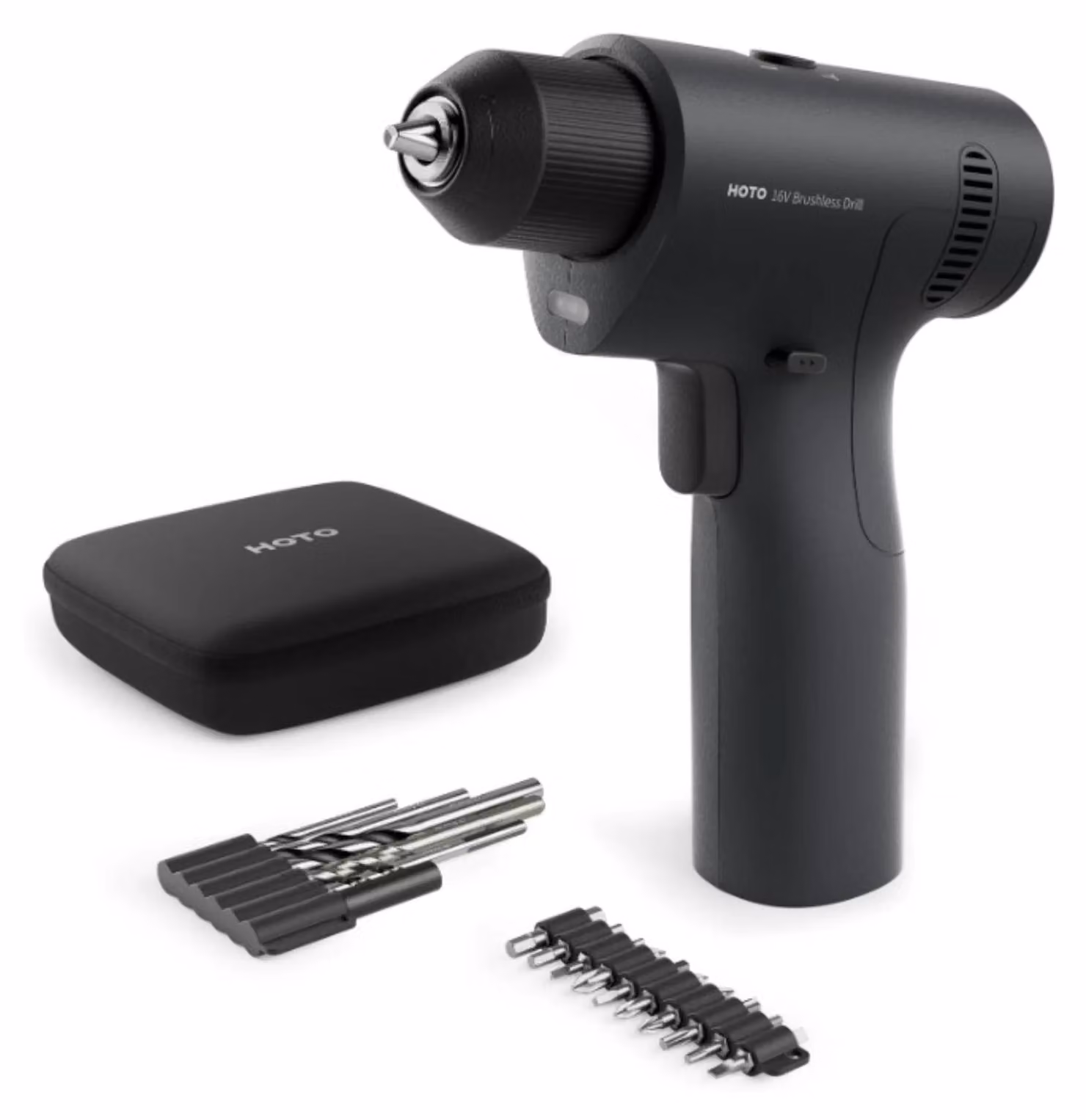 Trapano avvitatore a batteria Hoto da 16V, brushless, con porta USB-C