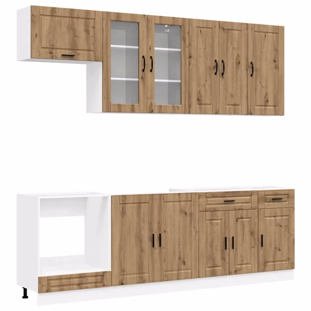 Unità Cucina Moderna vidaXL in Legno Rovere Marrone con Ante a Battente e Mensole Aperte – 2