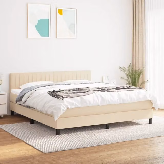 Letto Ibrido con Giroletto a Molle e Materasso vidaXL, Colore Beige e Bianco, L/P: 180 x 200 cm