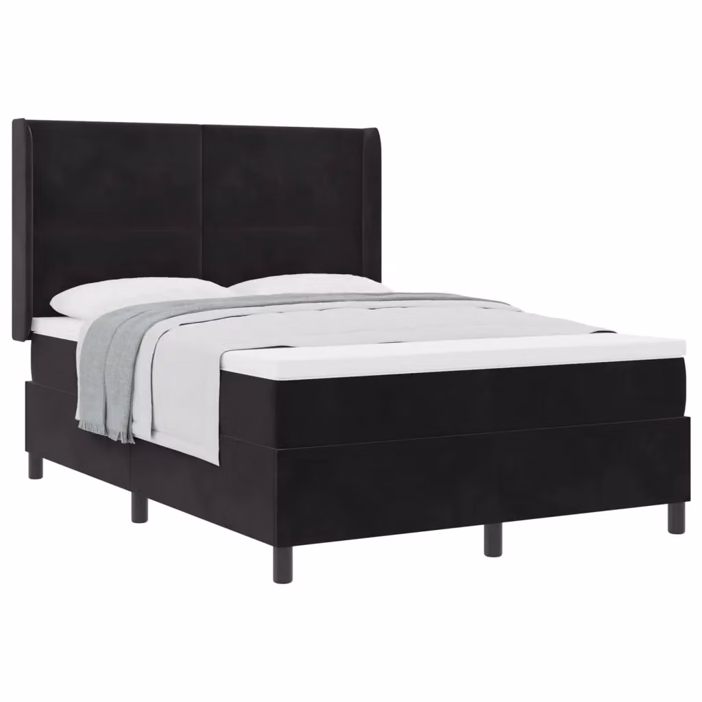 Letto a molle moderno vidaXL con testiera in velluto nero L: 160 cm, P: 200 cm, H: 128 cm – 2
