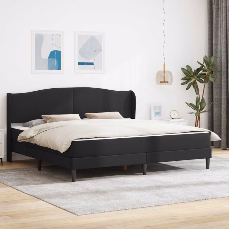 Struttura del letto con testiera vidaXL in similpelle nera, L/P/H: 180 x 200 x 101 cm
