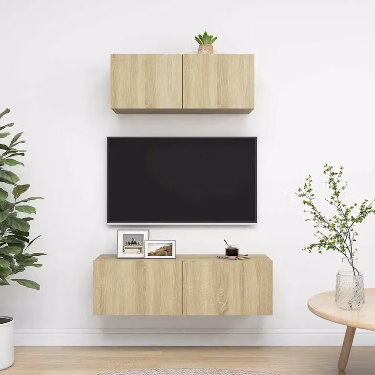 Set di 2 Mobili Porta TV Moderni vidaXL in Legno e MDF, Colore Marrone Rovere