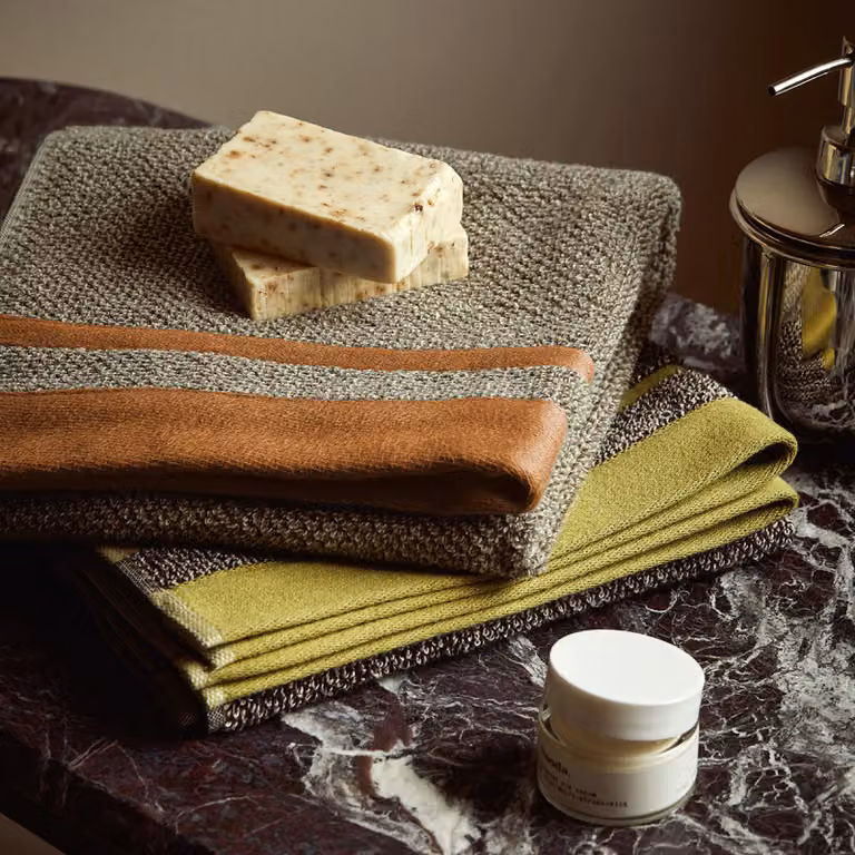 MELANGE Coppia ospite+asciugamano - Taglia: 38x50 + 50x110,Colore: MELANGE - SANDALO