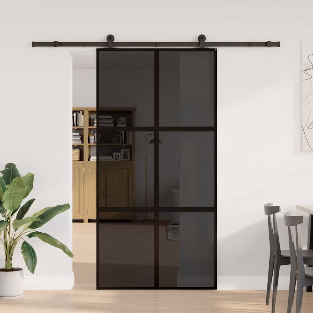 vidaXL Porta Scorrevole con Ferramenta Vetro Temperato Alluminio
