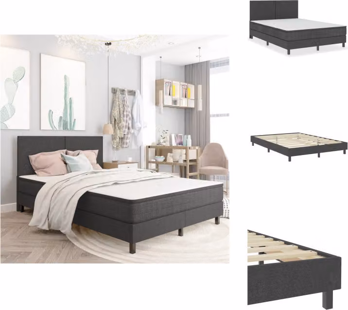 vidaXL Letto a molle insacchettate in tessuto grigio scuro 160x200 cm - Letti & strutture letto