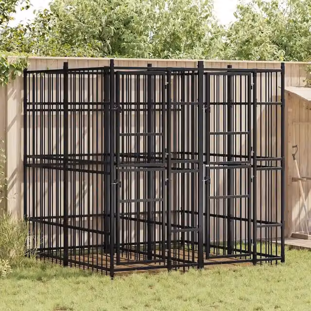 Gabbia per cani da esterno vidaXL in metallo nero con finitura opaca L/P/H: 192 x 200 x 192 cm – 1
