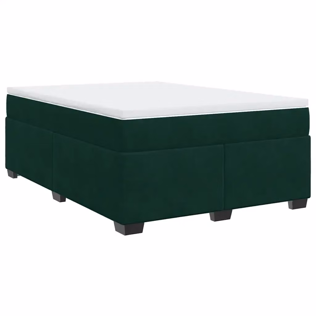 Letto Ibrido vidaXL con Giroletto a Molle e Materasso in Velluto Verde Scuro e Bianco, Struttura in Legno di Pino, L/P: 140 x 200 cm – 2