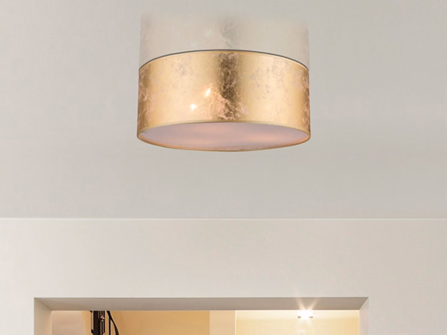 Plafoniera LED di design in tessuto paralume oro soggiorno camera da letto corridoio
