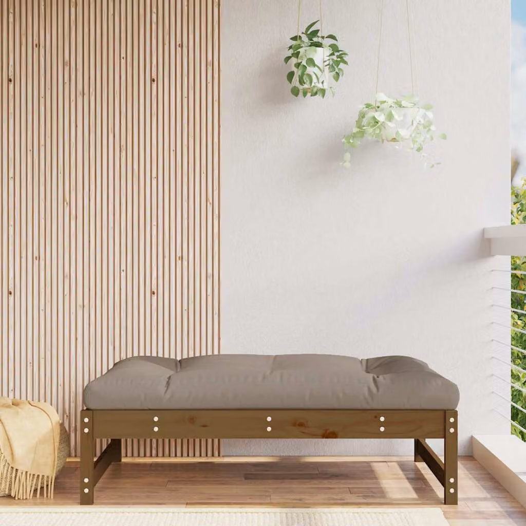 Poggiapiedi da giardino vidaXL in legno massello di pino, colore marrone ambra, L: 120 cm x P: 80 cm