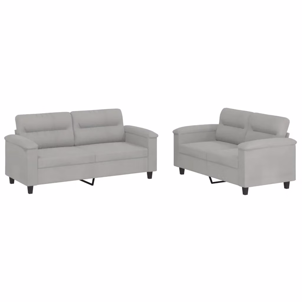Set di 2 divani vidaXL in microfibra grigio con cuscini per soggiorno in stile moderno – 2