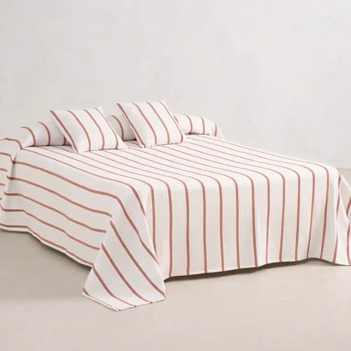 Copriletto leggero a righe Gamusi Retta – 235 x 270 cm – Blu piastrellato – Copriletto in cotone/poliestere per la mezza stagione