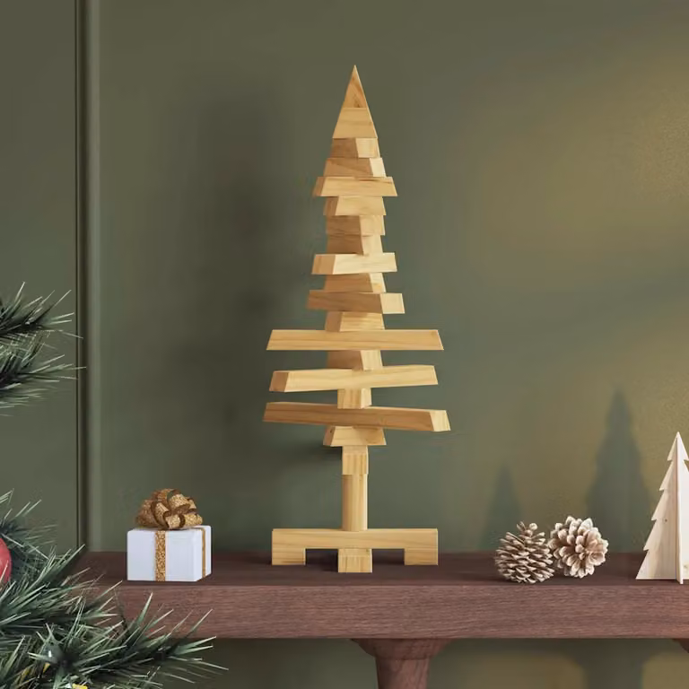 Albero di Natale KOTKA vidaXL in legno massello di pino, colore marrone, L/P/H: 60 x 30 x 30 cm