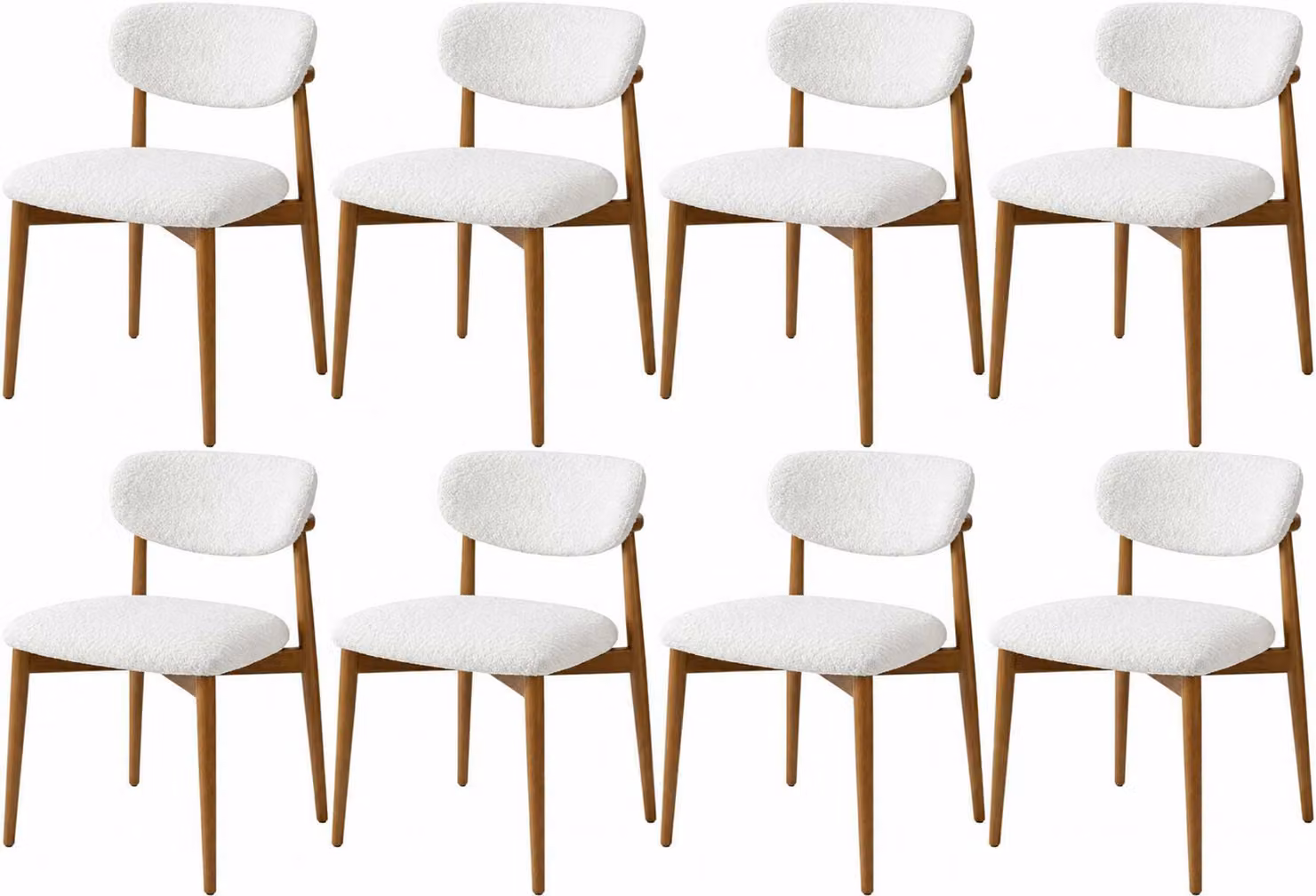 Sedia 8x, stile moderno, colore marrone e bianco, nuova, in legno e tessuto morbido, minimalista