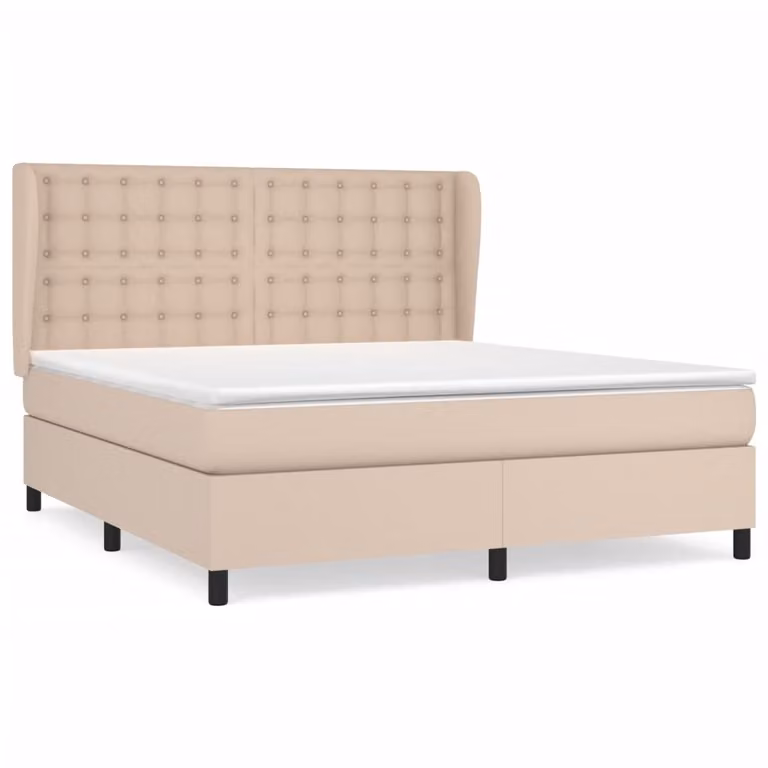 Giroletto a Molle con Materasso Cappuccino 160x200cm Pelle finta
