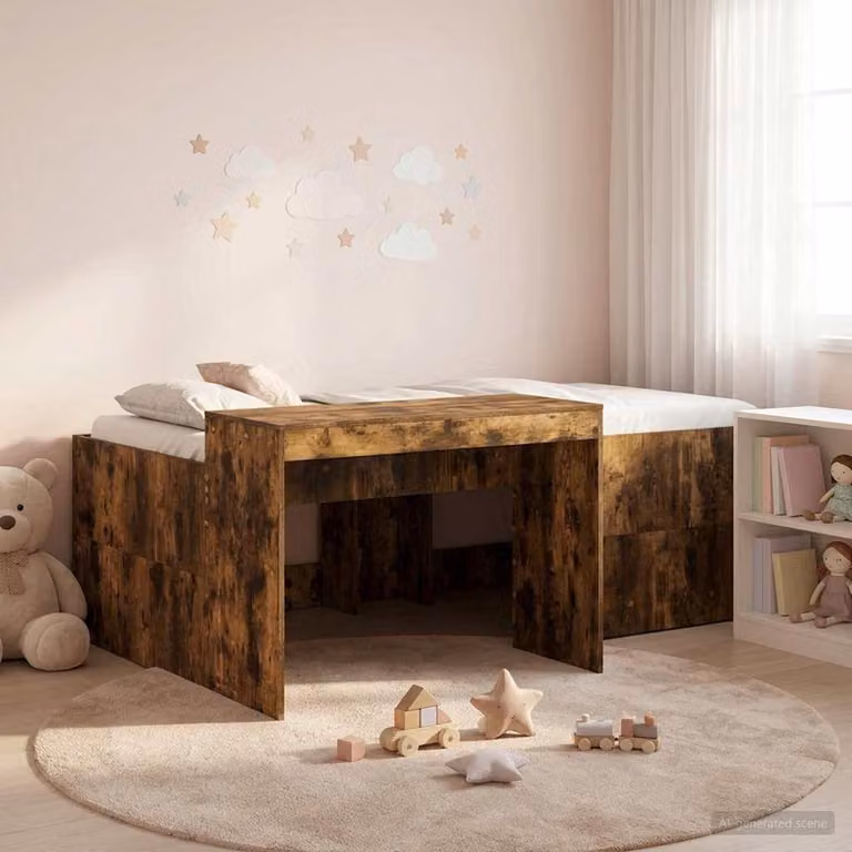 Maison Exclusive - Letto a soppalco con scrivania per bambini in rovere affumicato