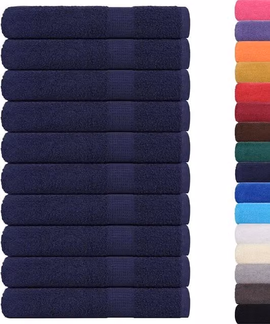 Set di 10 asciugamani vidaXL in cotone spugna blu, L: 100 cm x P: 200 cm, 360 g/m² – 1
