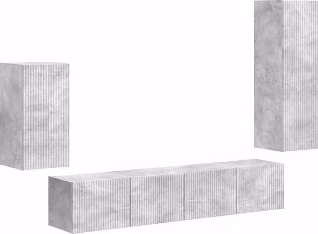 Set mobile TV 4 pz | Armadietto TV | Mobile Porta TV Grigio cemento Legno multistrato