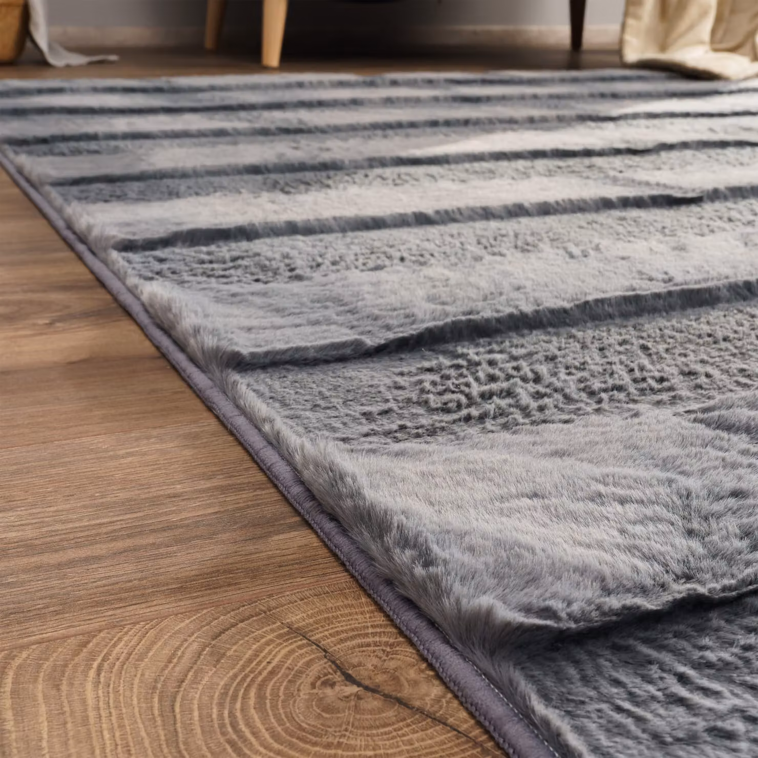 Tappeto in ecopelliccia Arnia antracite L: 160 cm, P: 220 cm – 2