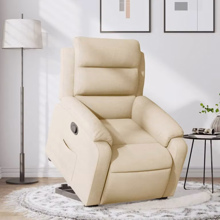 vidaXL Poltrona Alzapersona Reclinabile con Assistenza Elettrica Beige in Tessuto