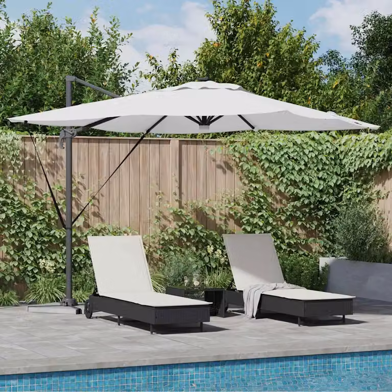 Parasole a braccio mobile vidaXL Roma Beige L: 286 cm, P: 284 cm, H: 270 cm in alluminio e poliestere