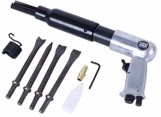 Set di utensili pneumatici 2-in-1: martello a percussione e martello a scalpello, con funzione di tagliacesti per mattoni