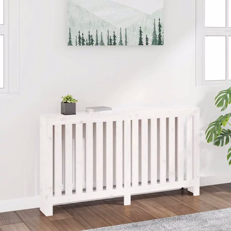 The Living Store Rivestimento per radiatori bianco 153x19x84 cm in legno di pino massiccio
