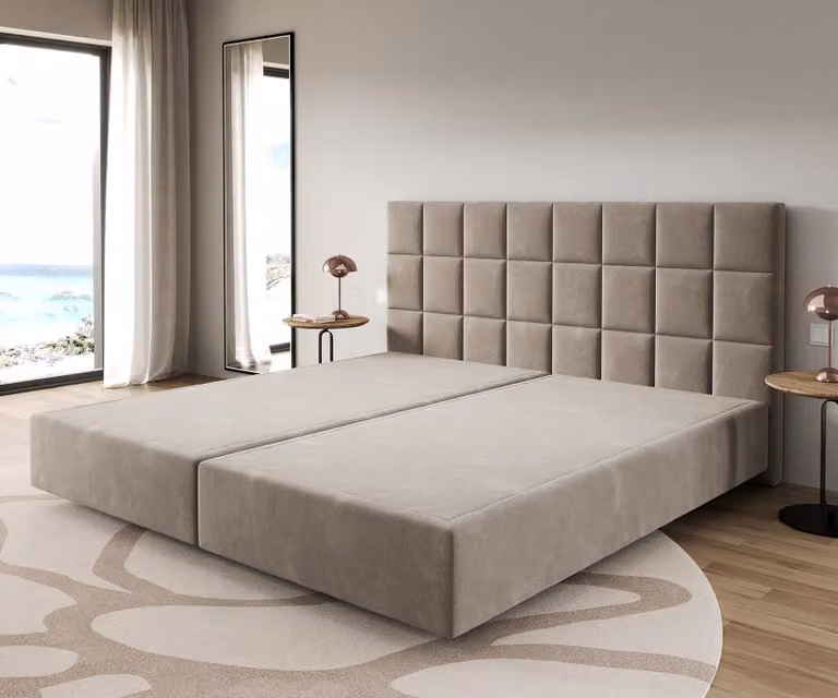 Struttura boxspring DELIFE Dream-Fine in microfibra beige 200x200 cm
