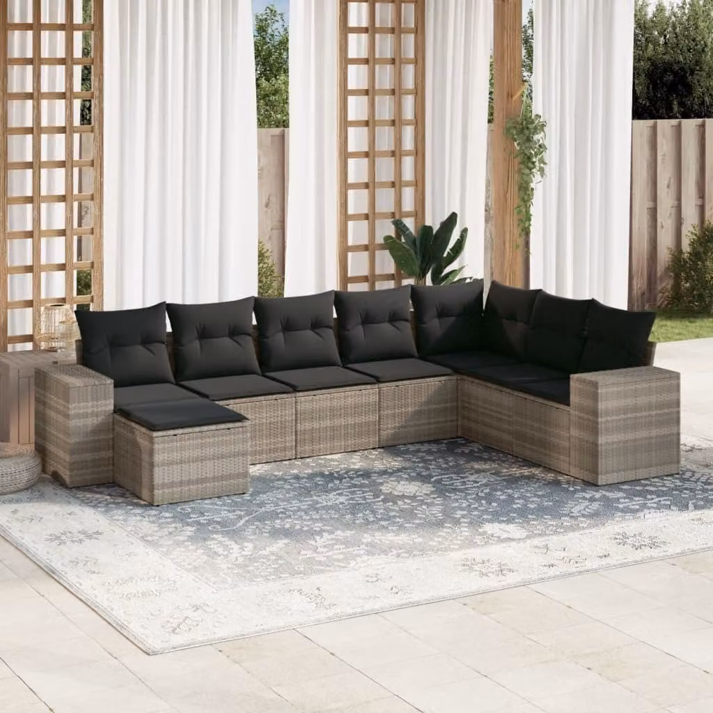 Maison Exclusive - Set Divano da Giardino 8pz con Cuscini Grigio Chiaro Polyrattan