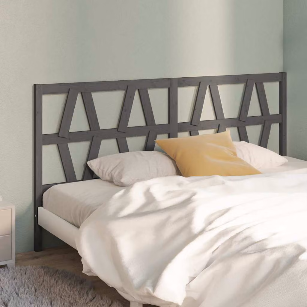 Testiera per letto moderna vidaXL in legno massello di pino grigia L: 206 cm, P: 4 cm, H: 100 cm