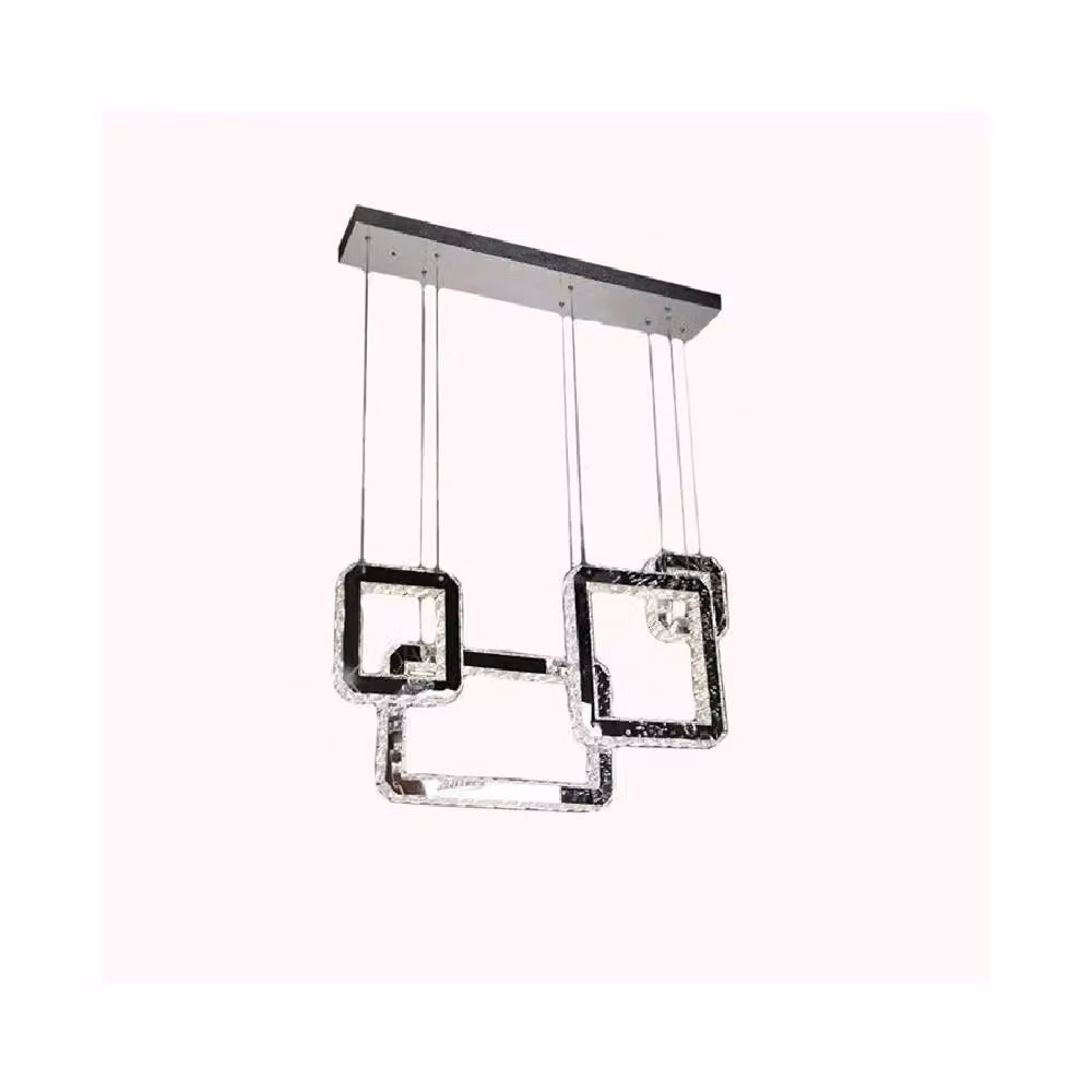 Lampadario a sospensione Trade Shop Traesio con 4 pendenti in cristallo, luce fredda 6500k, 55 W, colore argento e trasparente – 2
