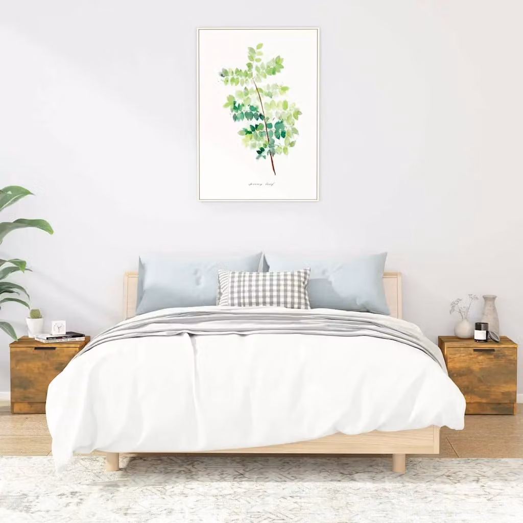 Set di 2 comodini vidaXL in rovere fumo, design moderno per camera da letto, L/P/H: 40 x 39 x 40 cm