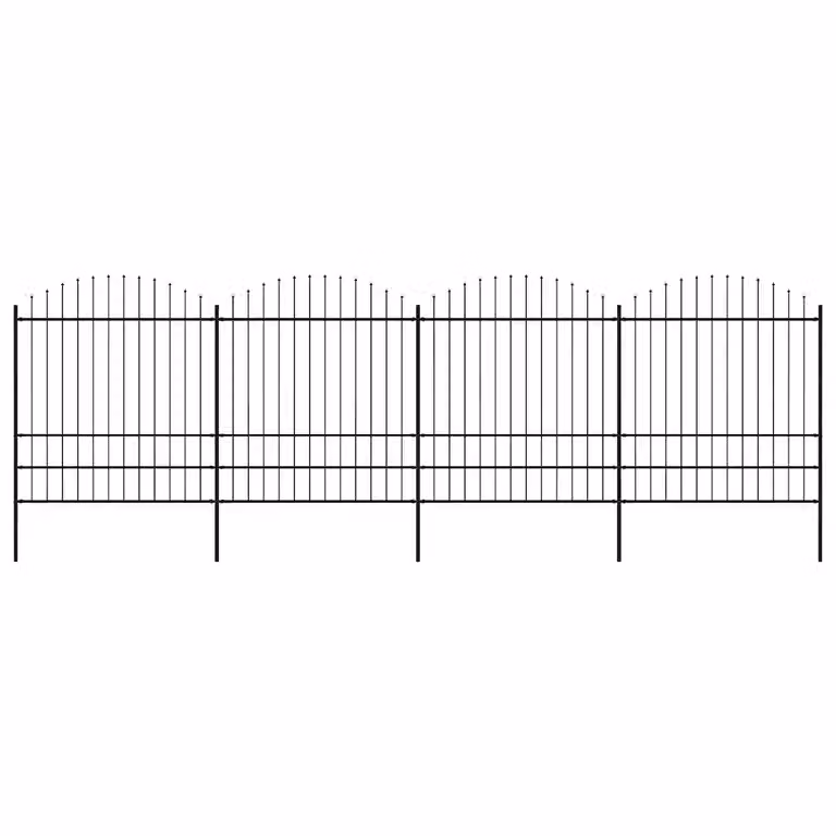 Recinzione da giardino con punta a lancia vidaXL in acciaio nero L: 671 cm, H: 200 cm